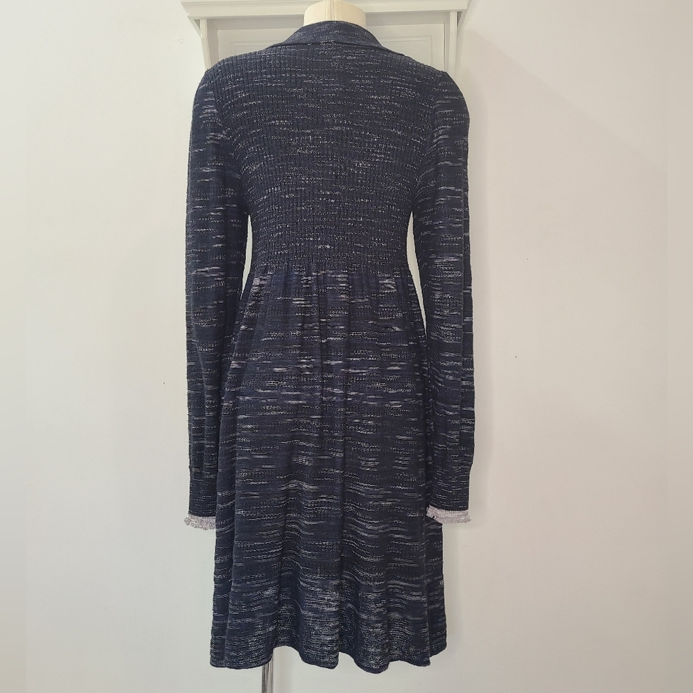 Free People Crochet Cuff Dress Rain Or Shine Navy Space Dye Sz M - Picture 4 of 12